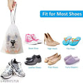 Pack of 10 Pcs Shoe Bag Cover for Shoe Storage & Travelling Drawstring Bags Waterproof, White